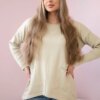 Sweater with front pockets beige