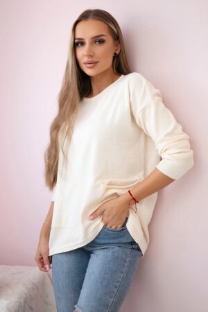 Sweater with front pockets ecru Sweater with front pockets ecru