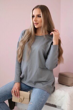 Sweater with front pockets gray