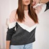 Sweater with geometric patterns powder pink + graphite