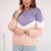 Sweater with geometric patterns purple+powder pink