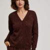 Sweater with metal thread and V-neck