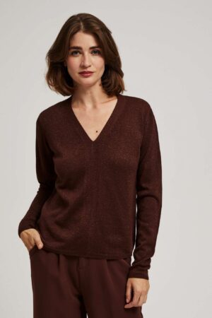 Sweater with metal thread and V-neck Sweater with metal thread and V-neck