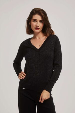 Sweater with metal thread and V-neck Sweater with metal thread and V-neck