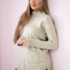 Sweater with stand-up collar beige