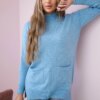 Sweater with stand-up collar blue
