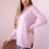 Sweater with stand-up collar purple