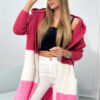 Sweater with wool three-color fuchsia+ecru+light pink