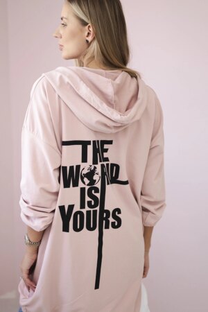 Sweatshirt with "The World is Yours" print in dark powder pink Sweatshirt with "The World is Yours" print in dark powder pink