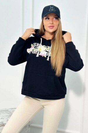 Sweatshirt with Voyage inscription black Sweatshirt with Voyage inscription black