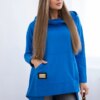 Sweatshirt with a long back and a hood - purple blue