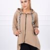 Sweatshirt with a longer back and a camel hood
