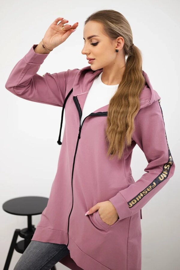 Sweatshirt with back zip dark pink