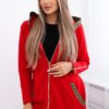 Sweatshirt with decorative belt in red color