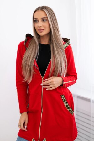 Sweatshirt with decorative belt in red color