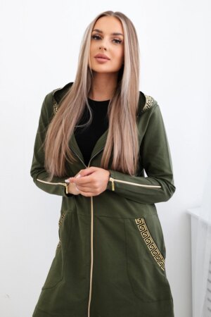 Sweatshirt with decorative khaki tape