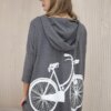 Sweatshirt with graphite melange cycling print