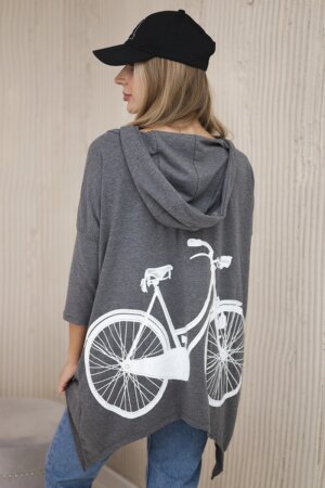 Sweatshirt with graphite melange cycling print