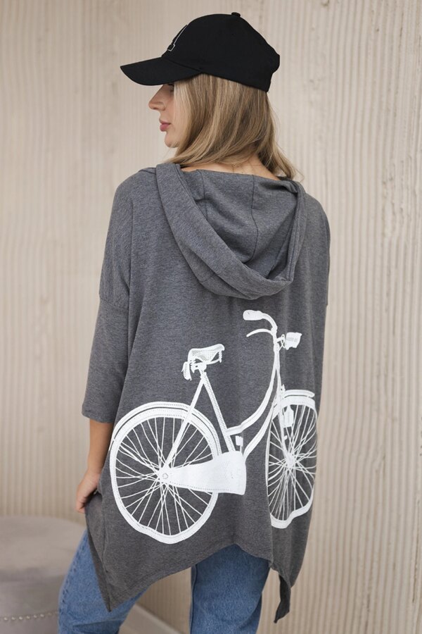Sweatshirt with graphite melange cycling print