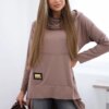 Sweatshirt with long back and mocha hood