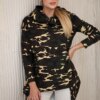 Sweatshirt with long back camo khaki+brown