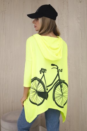 Sweatshirt with yellow neon print for cycling