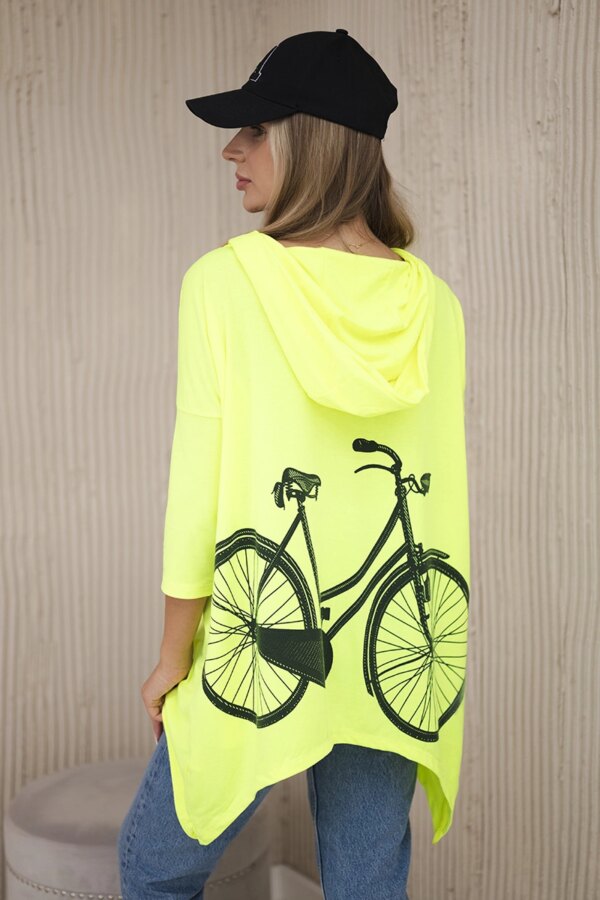 Sweatshirt with yellow neon print for cycling