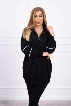 Sweatshirt with zipper and pockets black Sweatshirt with zipper and pockets black