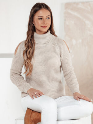 Sweter damski GOLFIVA beżowy Dstreet Sweter damski GOLFIVA beżowy Dstreet