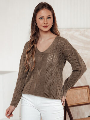 Sweter damski LACEONIA beżowy Dstreet