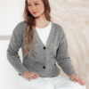 Sweter damski rozpinany KNITVIA jasnoszary Dstreet