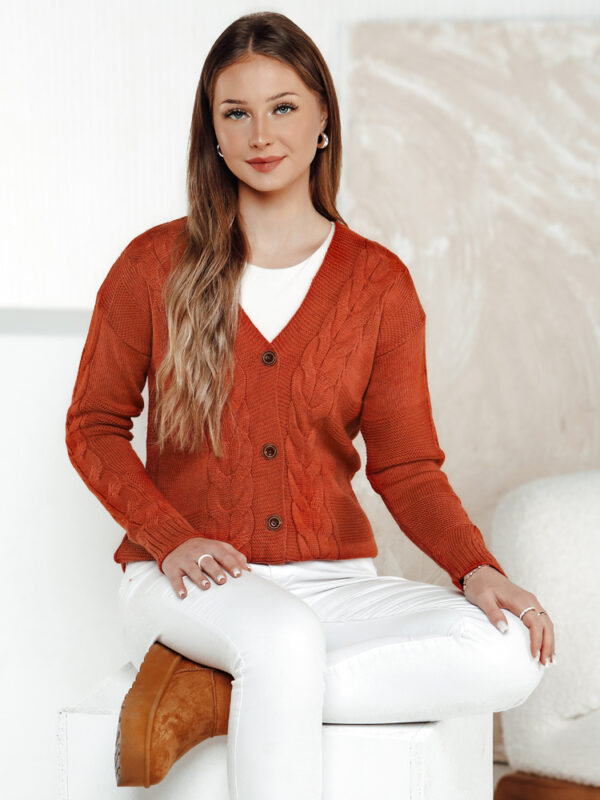 Sweter damski rozpinany RUSTICHE rudy Dstreet