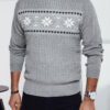 Sweter męski w śnieżynki szary Dstreet