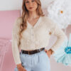 Swter damskie one size oversize prążkowany SWEETDREAM ecru Dstreet