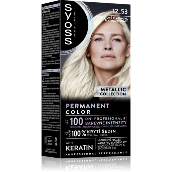 Syoss Color Metallic Collection tartós hajfesték árnyalat 12_53 Platinum Pearl 1 db-Ár Syoss Color Metallic Collection tartós hajfesték árnyalat 12_53 Platinum Pearl 1 db-Ár