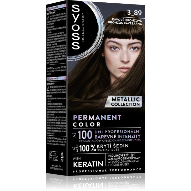 Syoss Color Metallic Collection tartós hajfesték árnyalat 3-89 Bronze Coffee 1 db-Ár