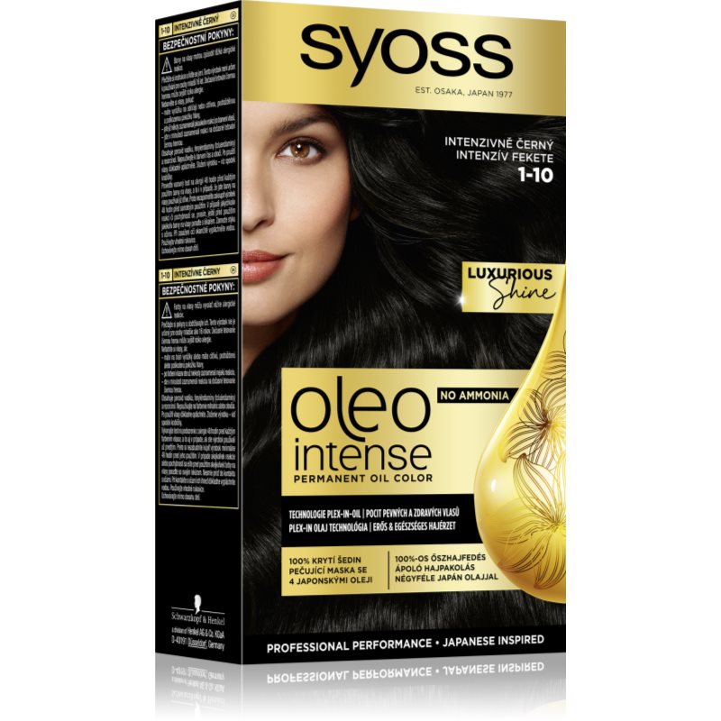 Syoss Oleo Intense tartós hajfesték olajjal árnyalat 1-10 Intense Black 1 db-Eredeti