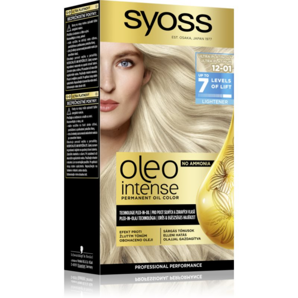Syoss Oleo Intense tartós hajfesték olajjal árnyalat 12-01 Ultra Platinum 1 db-Ár Syoss Oleo Intense tartós hajfesték olajjal árnyalat 12-01 Ultra Platinum 1 db-Ár