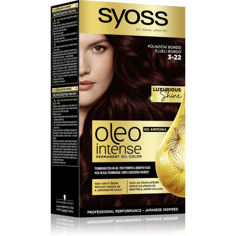 Syoss Oleo Intense tartós hajfesték olajjal árnyalat 3-22 Midnight Bordeaux 1 db-Ár