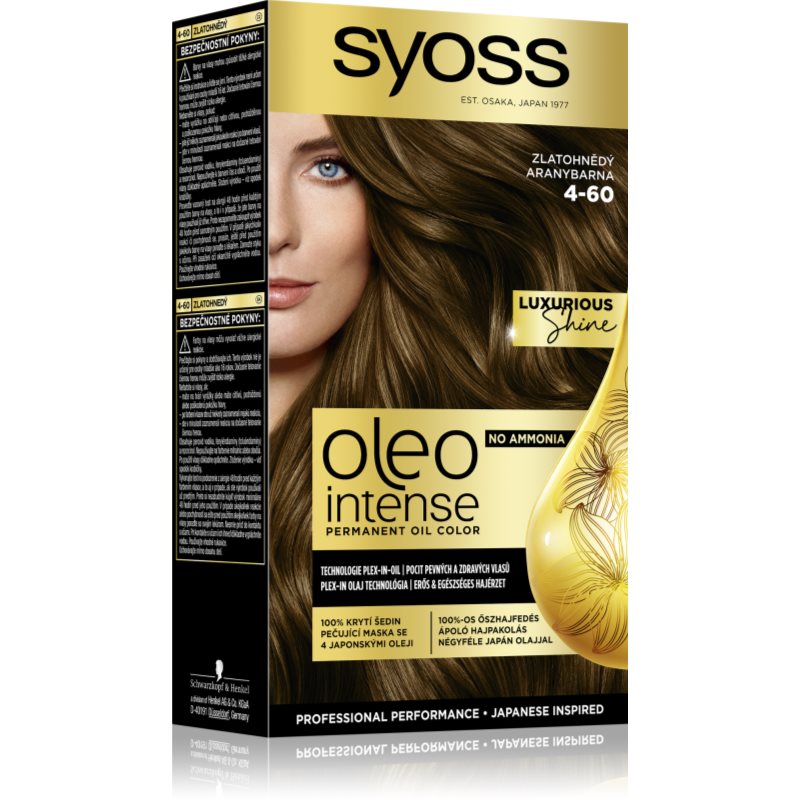 Syoss Oleo Intense tartós hajfesték olajjal árnyalat 4-60 Gold Brown 1 db-Eredeti