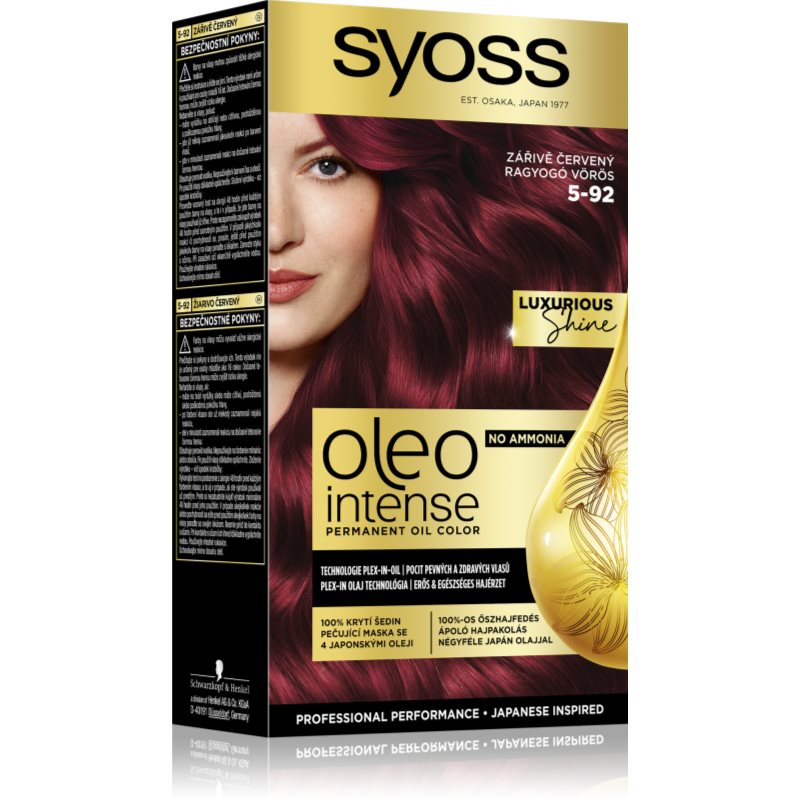 Syoss Oleo Intense tartós hajfesték olajjal árnyalat 5-92 Bright Red 1 db-Eredeti