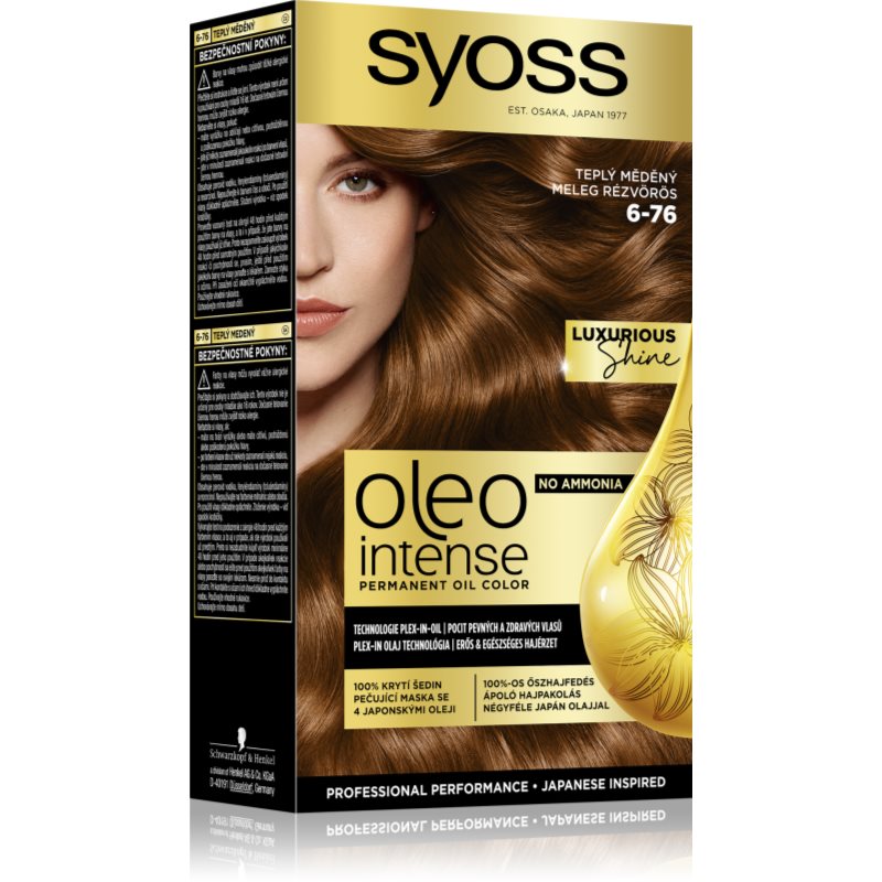 Syoss Oleo Intense tartós hajfesték olajjal árnyalat 6-76 Warm Copper 1 db-Eredeti