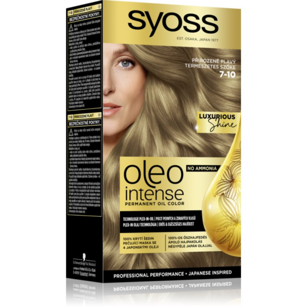 Syoss Oleo Intense tartós hajfesték olajjal árnyalat 7-10 Natural Blond 1 db Syoss Oleo Intense tartós hajfesték olajjal árnyalat 7-10 Natural Blond 1 db