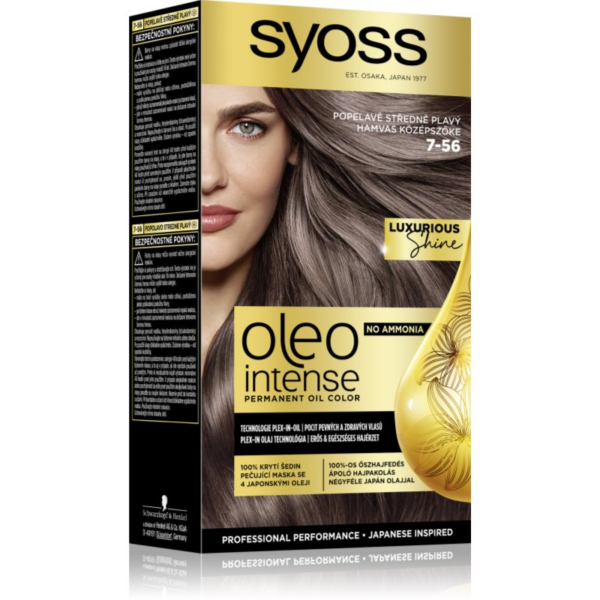 Syoss Oleo Intense tartós hajfesték olajjal árnyalat 7-56 Ashy Medium Blond 1 db-Ár Syoss Oleo Intense tartós hajfesték olajjal árnyalat 7-56 Ashy Medium Blond 1 db-Ár