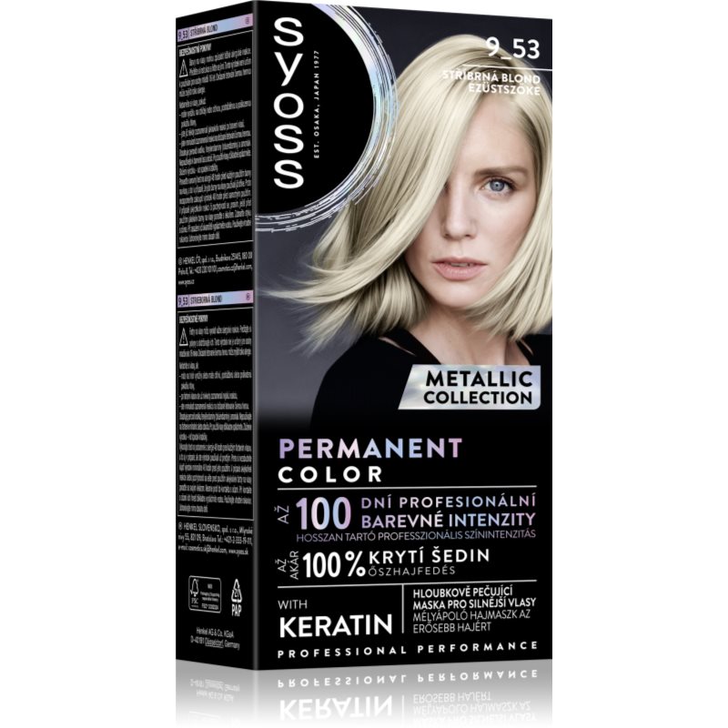 Syoss Permanent Color Metallic Collection tartós hajfesték árnyalat 9-53 Silver Blush 1 db-Ár