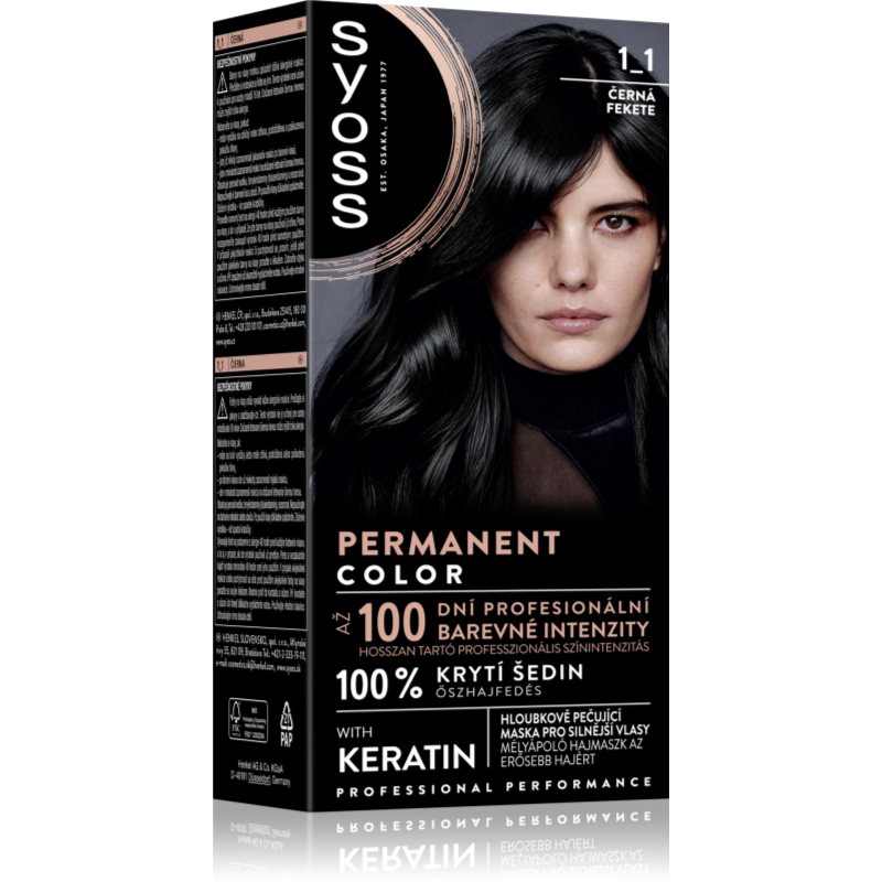 Syoss Permanent Color tartós hajfesték árnyalat 1_1 Black 1 db-Ár