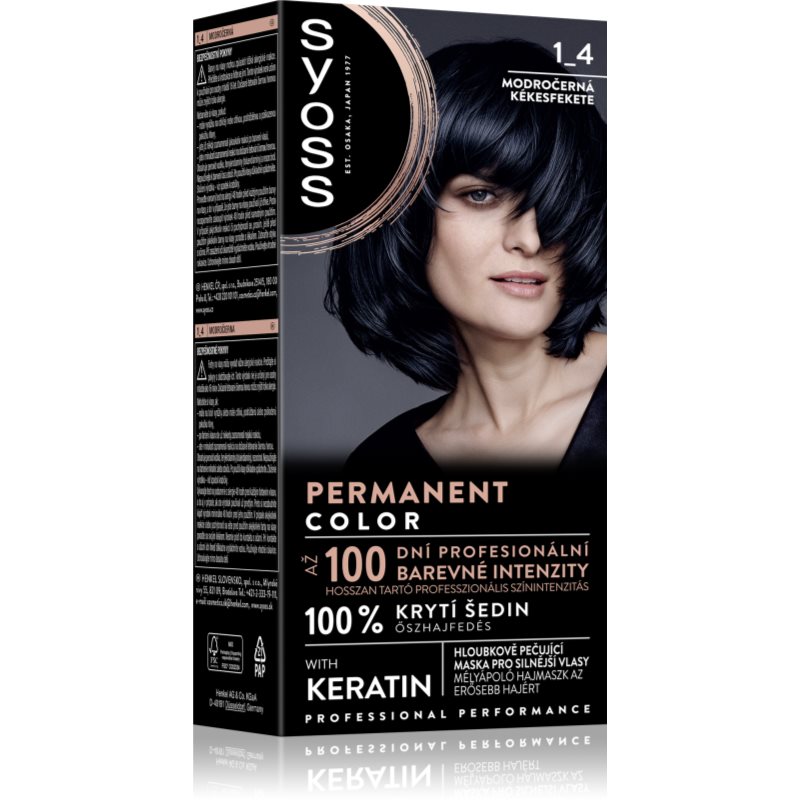Syoss Permanent Color tartós hajfesték árnyalat 1_4 Blue Black 1 db-Eredeti