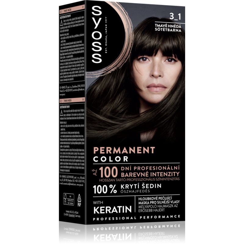 Syoss Permanent Color tartós hajfesték árnyalat 3_1 Dark Brown 1 db-Eredeti