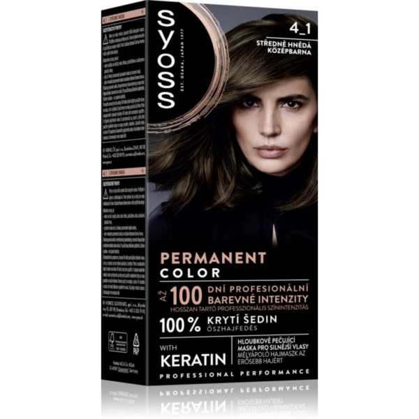 Syoss Permanent Color tartós hajfesték árnyalat 4_1 Medium Brown 1 db-Ár