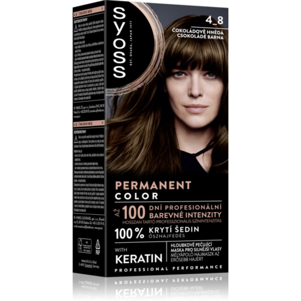 Syoss Permanent Color tartós hajfesték árnyalat 4_8 Chocolate Brown 1 db-Eredeti